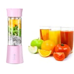 Portable Blender, Personal Blender, Mini Jucier Cup 6 Super-Sharp Stainless Steel Blade USB Rechargeable, Food Processor for Smoothie,Milkshake, Fruit and Vegetable Drinks, Ice,Pink-Dual power