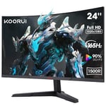 KOORUI 24'' Ecran PC Gaming Incurvé, Moniteur PC Dalle VA, Résolution FHD (1080P), 165Hz, DCI-P3 90%, Lunette Ultra-Mince, Inclinaison réglable, Prend en Charge HDMI/DP