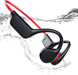 Casque Conduction Osseuse Bluetooth 5.3 Natation IPX8 Ecouteurs Waterproof Natation Sports Ecouteur Piscine pour Nager avec 32 MP3 Waterproof Natation Ecouteur Sports de Plein Air (Rouge)