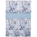 Ensemble Housse de Couette et Taies d Oreiller Fleurie en Coton Bleu et Blanche 155 x 220 cm Pour Chambre d'Adulte Beliani