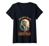 Womens Home Christmas Great Again Funny 45 47 Trump Dancing Dance V-Neck T-Shirt