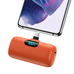 Feob Batterie Externe USB C 5000mAh, 15W 3.0A Charge Rapide Chargeur Portable Mini Power Bank avec Écran LCD Compatible avec Samsung S23,S22/Note/Huawei/Moto/LG/Pixel/Nexus,USB C Phones etc - Orange