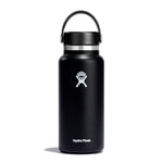 HYDRO FLASK - Water Bottle 946 ml (32 oz) - Vacuum Insulated Stainless Steel Water Bottle with Leak Proof Flex Cap and Powder Coat - BPA-Free - Wide Mouth - Black