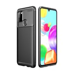 Samsung Galaxy A21s - Gummi cover i Børstet Design - Sort