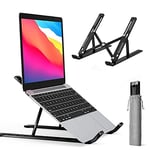 Spzhike Support Ordinateur Portable, Support PC Portable à 6 Niveaux Réglables, Antidérapant en Aluminium Ventilé Stand Compatible avec MacBook, Dell, Lenovo, HP, Autres Laptops Tablettes(Le Noir)