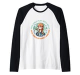 Ghost Hunting Girl Cartoon Design with Whimsical Vibes Raglan Baseball Tee