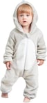 HAHASHOW BéBé d'hiver Grenouillères Combinaison Unisexe Animal Mignon Flanelle Barboteuses Manteau à Capuche Enfants Pyjama Jumpsuit pour Garçon et Fille 12-18 Mois, Souris