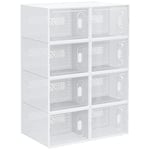 HOMCOM Lot de 18 boites cubes rangement à chaussures modulable avec portes transparentes - dim. 25L x 35l x 19H cm