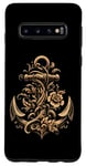 Coque pour Galaxy S10 Symbole de la mer ancre cool dans un style Art nouveau style Noël