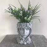 niyin204 Premium Resin Goddess Head Planter,20CM Tall Large Flower Pot,Beauty Face Figurine Ornament Container,Decorative Plants Artificial Flower Vase,Home Garden Patio Yard Decoration
