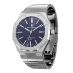 SAPPHERO Montre Homme Quartz Argent Acier Inoxydable Bracelet 30M Etanche Date Calendrier Noir Bleu Montre Cadeaux pour Hommes