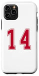 Coque pour iPhone 11 Pro Rouge Numéro 14 Équipe Junior Sports Uniforme Numéroté