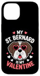 iPhone 14 St Bernard My Valentines Hearts Day Dog Mom Dad Case