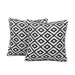 Brentfords Lot de 2 Housses de Coussin d'extérieur - 114 x 114 cm - Résistantes à l'eau - Motif géométrique - Noir et Blanc