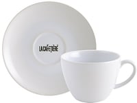 La Cafetière Decal ceramic Coffee Cup and Saucer, White, 450ml (15 fl oz)