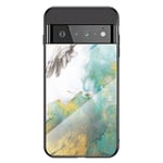 Google Pixel 6 Pro-deksel med marmormønster - Hvit/Turkis