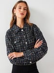 BOSS Jandra Boucle Jacket - Black, Black, Size Eu 38 = Uk 10, Women