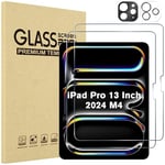 ProCase 2+2 Pack Screen Protector for iPad Pro 13 inch 2024 (M4) A2925 A2926 A3007 with Camera Lens Protector, Tempered Glass Film for iPad Pro 13" 7th Gen -Black+Clear