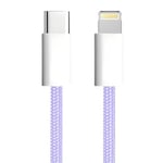 apm Cable iPhone USB C, Chargeur iPhone [Certifié Apple MFi], Nylon Tressé Violet, Cordon USB C Charge Rapide, Connecteur Lightning, Ultra Durable, Pour iPhone 14/13/12.., iPad, AirPod, (1M), 600411