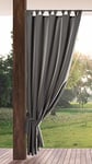 Eurofirany Garden Rideau Extérieur avec Onglet en Haut - 1 pc. Rideau Imperméable, Coupe-Vent, Fermeture Velcro, Rideau pour Pergola, Gazebo, Terrasse, Pavillon, 155x220 cm, Gris Foncé