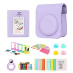 Instax Mini-Sac pour appareil photo 7 en 1,étui en PU,64 pocommuniste,album photo,cadre photo coloré,selfie,miroir,objectif,livre,12 - Type 7in1 Purple