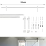 Blanc 200CM Kit Complet de Rails pour Porte Coulissante, Willonin® Ensemble Industriel Système Intérieur, Style Classique