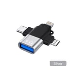 Lecteur De Carte 3 En 1 Usb 3.0 Vers Micro/Type C/Pluie,Convertisseur Pour Disque Usb,Souris,Intelligent,Pour Iphone,Samsung,Tablette,Ipad - Type Silver