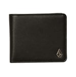 Volcom Slim Stone Faux Leather Wallet in Black