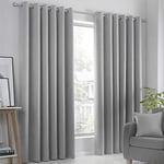 Fusion Strata Woven Eyelet Lined Curtains, Silver, 66 x 72 Inch, 100% Polyester, W168cm (66") x D183cm (72")