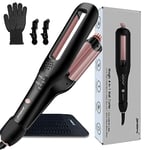 janelove Hair Waver for Short Hair - Adjustable Hair Curler for Beach Waves,4-in-1 Wavy Styles Choices -22mm-25mm-28mm-32mm Curling Wand