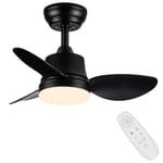 Newday Ventilateur de Plafond avec Lumiere Noir, 61cm Ventilateurs de Plafond avec Telecommande Petit, Plafonnier Ventilateur de Plafond Réversible mit 6 Vitesse Pour Chambre Salon,DC Moteur