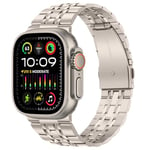 Tasikar Compatible with Apple Watch Strap 49mm 45mm 44mm 42mm 41mm 40mm 38mm, Man Women Stainless Steel Metal Band Design for iWatch Ultra 2 Ultra SE 2 SE Series 9 8 7 6 5 4 3 2, 49mm/Ultra Starlight