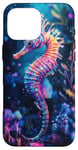 Coque pour iPhone 16 Pro Max Hippocampe éclatant au milieu de la flore sous-marine colorée