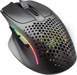 Gaming Model I 2 Wireless Souris de Jeu sans Fil - Hybride 2,4 GHz et Bluetooth, 75 g Super légère, 9 Boutons (2 échangeables), RGB, Pieds PTFE, MMO/MOBA/FPS, appuie-Pouce latéral - Noir