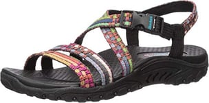 Skechers Femme Reggae-Sew Me-Boho Woven Strappy Slingback Sandale, Noir/Multicolore, 38 EU