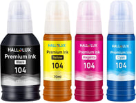 HALLOLUX 104 Ink Compatible for Epson 104 Ink Bottle Multipack for Epson EcoTan