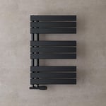 Doporro - Radiateur de Salle de Bain Sèche-Serviette 76x50cm Radiateur à Eau Chaude Gris Noir Sèche-Serviettes Design fn