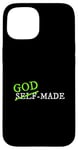 Coque pour iPhone 15 Graphique vert vieilli fabriqué par Dieu vert