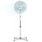 1ABOVE 16" Fan, Pedestal Stand High Performance 140cm Adjustable Height, 3 Speed Setting, Extra Wide Cross Base, Oscillating, Tilting Head (WHITE)