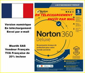 Avec CB NORTON 360 DELUXE 2024 ESD 5 Appareils 5APP 1 AN - 50GB CLOUD par email