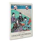 Tea House By Utagawa Kunisada Exhibition Museum Asian Japanese Canvas Wall Art Print Ready to Hang, Framed Picture for Living Room Bedroom Home Office Décor, 24x16 Inch (60x40 cm)