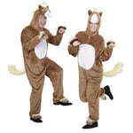 WIDMANN MILANO PARTY FASHION W, Costume de Cheval en Peluche, Confort Optimal, Design Amusant, Taille, Masque Inclus, Polyvalent pour Toutes Vos fêtes, 8230497, Marron, XL-h 190 cm