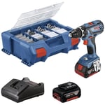 Perceuse-visseuse GSR 18V-28 + 2 batteries 4Ah + chargeur + coffret L-CASE + 82 accessoires - BOSCH - 06019E610C