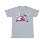 Disney Girls Lilo And Stitch Ohana Heart With Angel Cotton T-Shirt (Sports Grey) - Light Grey - Size 9-11Y