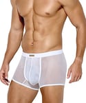 Casey Kevin Men Sexy Mesh Boxer Briefs Stretch Breathable Shorts Hipsters Trunk Underwear,WHITE-S