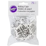 Wilton Caissettes à Cupcakes Damassé, Blanc et Noir Lot de 75 Moules à Cupcakes & Muffins en Papier Caissettes - Lot de 75