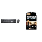 DELL KM7321W Clavier RF sans Fil + Bluetooth QWERTZ Allemand Gris, Titane + Duracell - Nouveau Piles alcalines AAA Optimum, 1.5 V LR03 MX2400, Paquet de 4