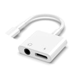 Adaptateur De Charge Aux 2 En 1 Lightning Vers Séparateur De Cable De 3.5mm Pour Apple Iphone 12 11 Xs Max Xr X 7 8 Plus Ipad Séparateur De Cable Aux - Type Lighting 3.5mm Jack