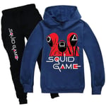 Squid Game Kids Sport Träningsoverall Set Hoodie Byxor Outfit Kläder Unisex 13-14Years Navy Blue