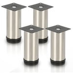 Lot de 4 pieds de meuble, pied de table, meuble, inox, hauteur : 100 mm Diamètre : 40 mm Réglage en hauteur : + 15 mm - Randaco